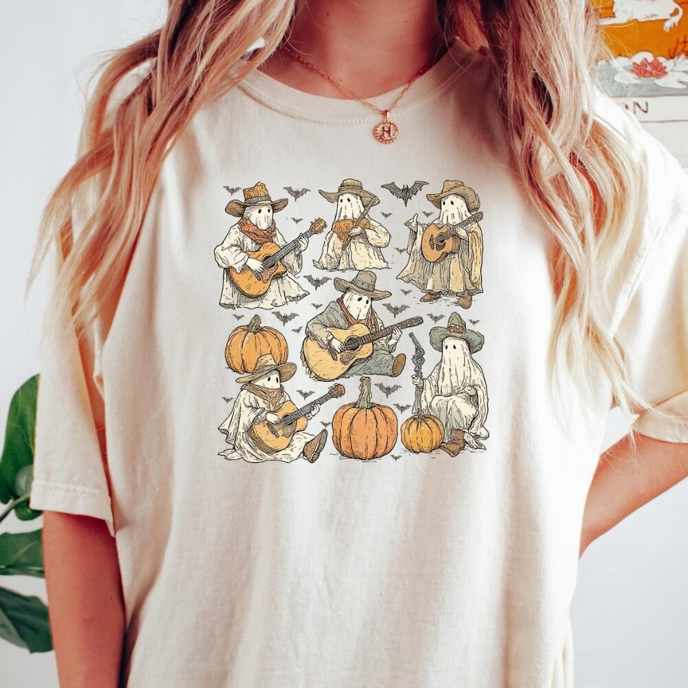 Western Ghost Shirt, Retro Halloween Tshirt, Country Ghost Tee